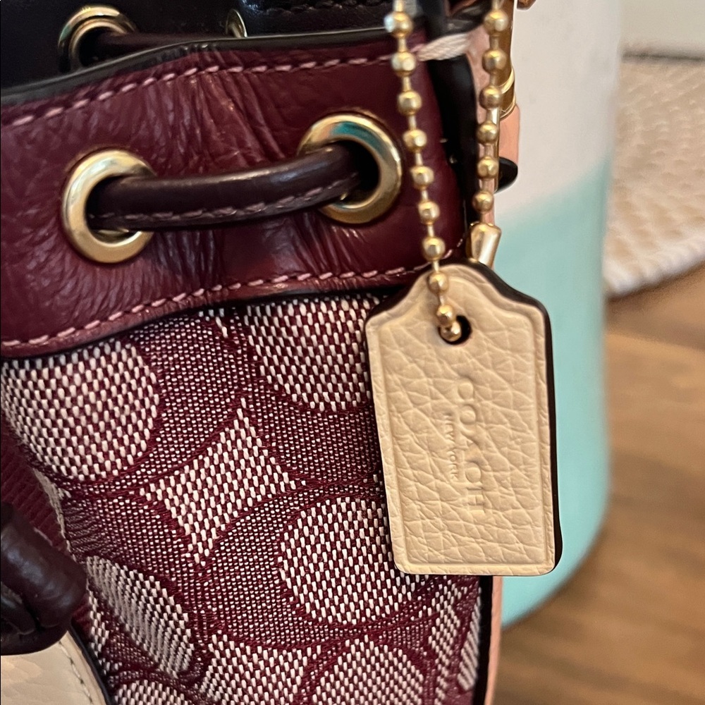 Coach Burgundy and Cream Mini Bag - Picture 4 of 16